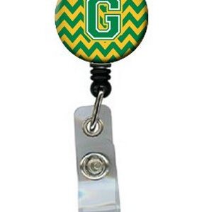 CJ1059-GBR Letter G Chevron Green & Gold Retractable Badge Reel