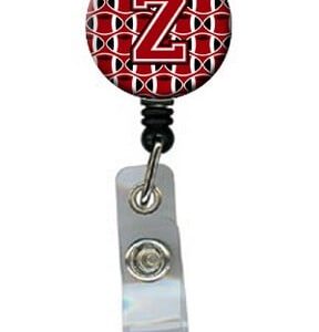 CJ1073-ZBR Letter Z Football Red, Black & White Retractable Badge Reel
