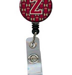 CJ1078-ZBR Letter Z Football Garnet & Gold Retractable Badge Reel