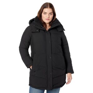 Calvin Klein A-Line Stretch Puffer (Black) Women's Clothing