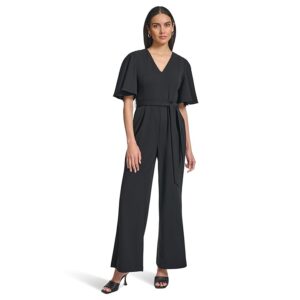 Calvin Klein Scuba Crepe Cape Sleeve Jumpsuit (Black) Women's Jumpsuit & Rompers One Piece
