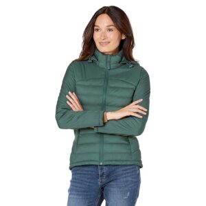 Calvin Klein Short Scuba Side Lightweight Puffer (Dark Cedar) Women's Jacket
