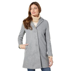Calvin Klein Single Breasted Peacoat (Medium Grey Melange) Women's Clothing