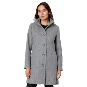 Calvin Klein Stand Collar Coat (Medium Grey Melange) Women's Clothing