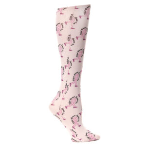 Celeste-Stein-187-1247 18 in. Womens Trouser Sock with Dfeet Breast Cancer Pattern - White