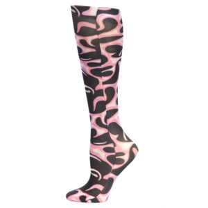 Celeste-Stein-L187-2010 20 in. Womens Trouser Sock with Neon Pink Flames Pattern, Pink
