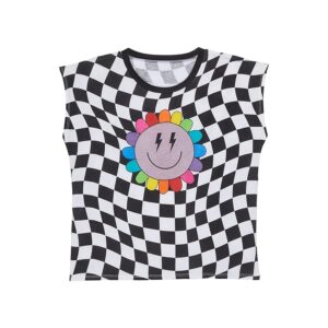 Chaser Kids Checkered Rainbow Daisy (Toddler/Little Kids) (White) Girl's Clothing