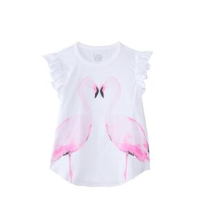 Chaser Kids Flamingo Mirror Shirttail Tee (Toddler/Little Kids) (White) Girl's Clothing