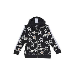 Chaser Kids Graffiti Saturn Zip-Up Hoodie (Toddler/Little Kids) (Black White) Boy's Clothing