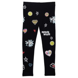 Chaser Kids Minnie Mouse Minnie Smiles Glitter Leggings (Toddler/Little Kids) (True Black) Girl's Clothing
