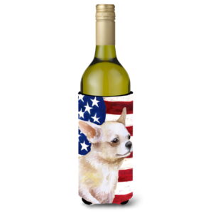 Chihuahua Leg Up Patriotic Wine Bottle Beverge Insulator Hugger