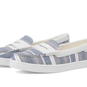 Cole Haan Nantucket Penny (Blue/Ivory Stripe Canvas/White) Women's Flat Shoes
