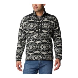 Columbia Sweater Weather II Printed 1/2 Zip (Black Checkered Peaks Tonal Print) Men's Clothing