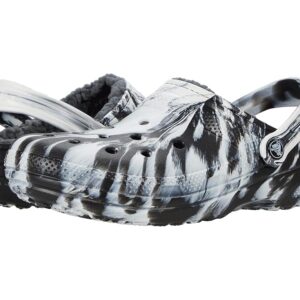 Crocs Classic Lined Tie-Dye Clog (White/Black Marbled) Shoes