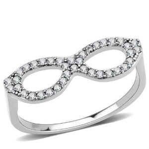 DA315-7 Women No Plating Stainless Steel Ring with AAA Grade CZ in Clear - Size 7