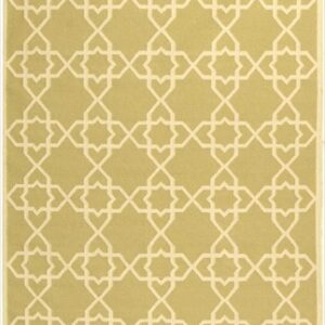 DHU548A-10 10 ft. x 14 ft. Large Rectangle Contemporary Dhurries Olive & Ivory Flatweave Rug