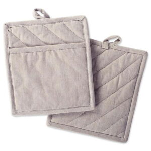 Design Imports Natural Solid Chambray Pot Holder Set of 2