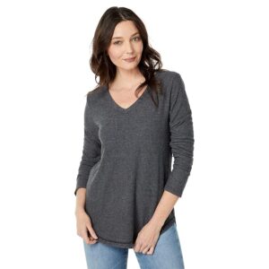 Dylan by True Grit Long Sleeve V-Neck (Black) Women's Clothing