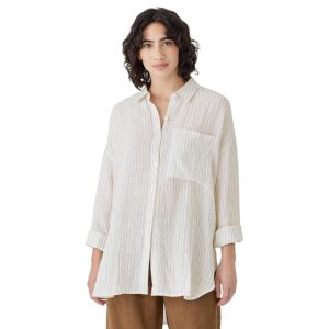 Eileen Fisher Classic Collar Long Shirt (Bronze) Women's Long Sleeve Button Up