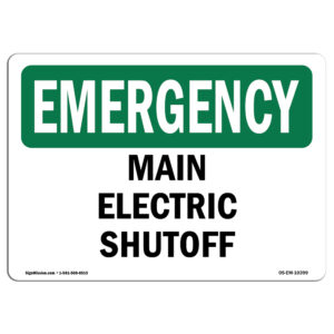 Emergency Main Electric Shutoff OSHA Decal Sign