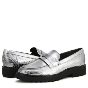 Franco Sarto Cassandra Slip-Ons (Silver Snake Faux Leather) Women's Flat Shoes