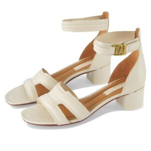 Franco Sarto Nora Ankle Strap Low Block Heel Sandals (White Smooth) Women's Sandals