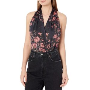 Free People Printed There She Goes Bodysuit (Black Combo) Women's Jumpsuit & Rompers One Piece