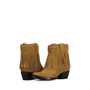 Frye Sacha Short Fringe Bootie (Dark Sand) Women's Boots