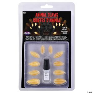 Fun World FW90790G Animal Claws Glow-in-the Dark Claws Nail Kit