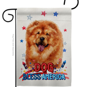 G120133-BO Patriotic Chow Animals Dog 13 x 18.5 in. Double-Sided Decorative Vertical Garden Flags for House Decoration Banner Yard Gift