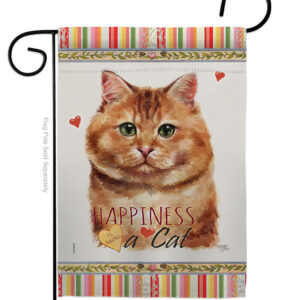 G160175-BO 13 x 18.5 in. Cat Brown Dilute Calico Happiness Double-Sided Decorative Vertical Garden Flag