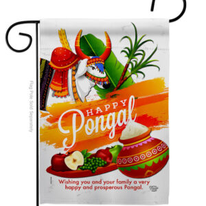 G192514-BO Happy Prosperous Pongal Religious Double-Sided Garden Flag, Multi Color