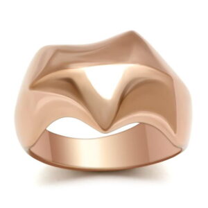 GL161-9 IP Rose Gold Ion Plating Brass Ring with No Stone, Size 9