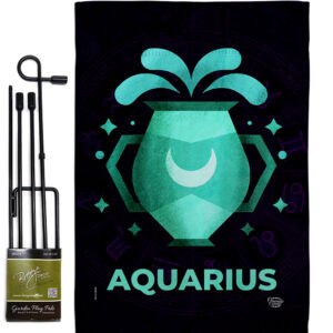 GS190033-BO 13 x 18.5 in. Aquarius Garden Flag Set for Interests Zodiac Double-Sided Decorative Vertical Flags & House Decoration Banner Yard Gift