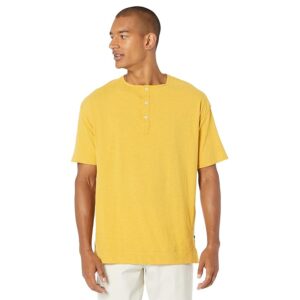 Good Man Brand Premium Jersey Heather Short Sleeve Henley (Ochre Heather) Men's Clothing