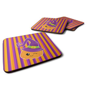 Halloween Pumpkin Witch Foam Coasters - Set of 4