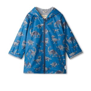 Hatley Kids Broken Dino Stamp Zip Up Rain Jacket (Toddler/Little Kid/Big Kid) (Classic Blue) Boy's Jacket