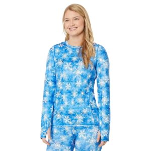 Hot Chillys Micro-Elite Chamois Printed Crew Neck (Marble Snowflake) Women's Clothing