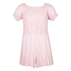 Hurley Kids Smocked Romper (Big Kids) (Pink Sand) Girl's Jumpsuit & Rompers One Piece