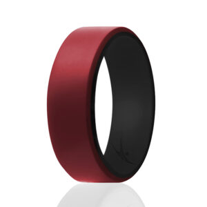 I0118323 Men Silicone Wedding 2Layer Beveled 8 mm Ring, Bordeaux - 15 mm Ring