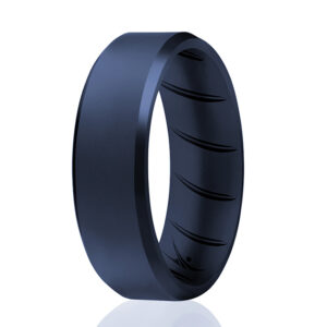 I0118772 Men Silicone Wedding BR 8 mm Edge Ring, Basic & Blue - 11 mm Ring
