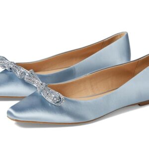 Jewel Badgley Mischka Hesther (Powder Blue Satin) Women's Flat Shoes