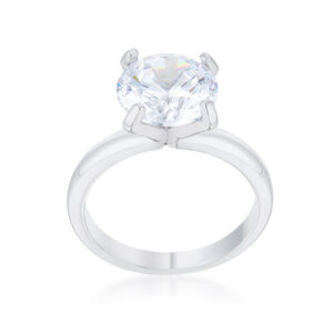 Jgoodin R08472R-C01-08 4.4 CT Hanna Cubic Zirconia Rhodium Classic Solitaire Ring - Size 8, Clear