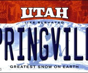 KC-10193 1.5 x 3 in. Springville Utah State License Plate Key Chain
