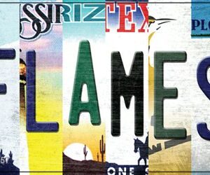 KC-13257 1.5 x 3 in. Flames Strip Art Novelty Metal Key Chain