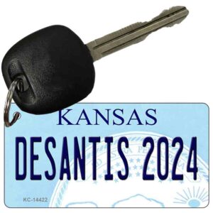 KC-14422 3 x 1.5 in. Desantis 2024 Kansas Novelty Rectangle Metal Key Chain