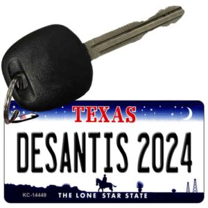 KC-14449 3 x 1.5 in. Desantis 2024 Texas Novelty Rectangle Metal Key Chain
