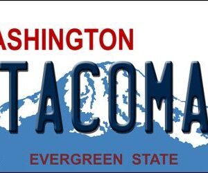 KC-8672 1.5 x 3 in. Tacoma Washington Background Novelty Metal Key Chain