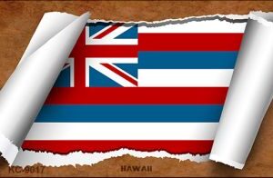 KC-9017 1.5 x 3 in. Hawaii Flag Scroll Novelty Key Chain