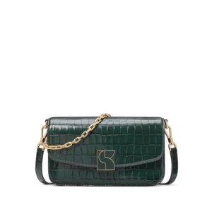 Kate Spade New York Dakota Croc Embossed Leather Medium Convertible Shoulder Bag (Rock Garden) Handbags